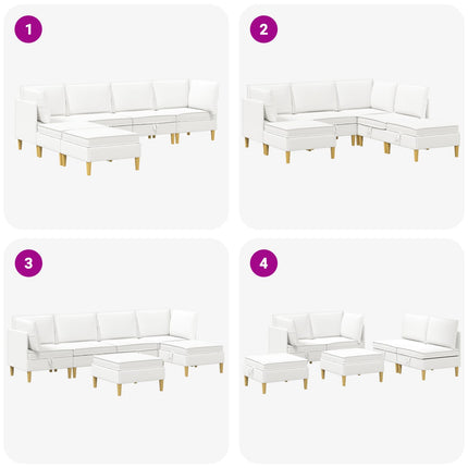 Modulsofa sæt med opbevaring 6 pcs Hvid Stof