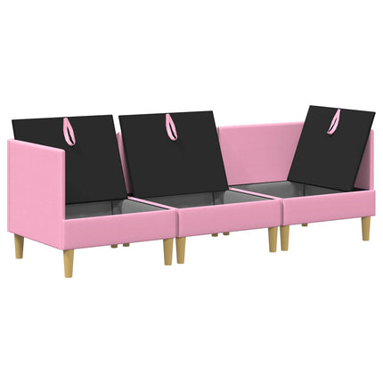 Modulsofa sæt med opbevaring 3 pcs Lyserød Stof