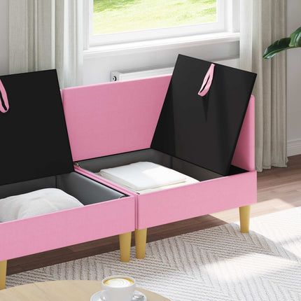 Modulsofa sæt med opbevaring 4 pcs Lyserød Stof
