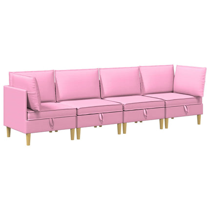 Modulsofa sæt med opbevaring 4 pcs Lyserød Stof