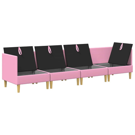 Modulsofa sæt med opbevaring 4 pcs Lyserød Stof