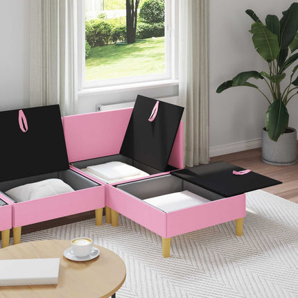 Modulsofa sæt med opbevaring 4 pcs Lyserød Stof