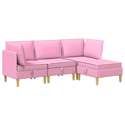 Modulsofa sæt med opbevaring 4 pcs Lyserød Stof