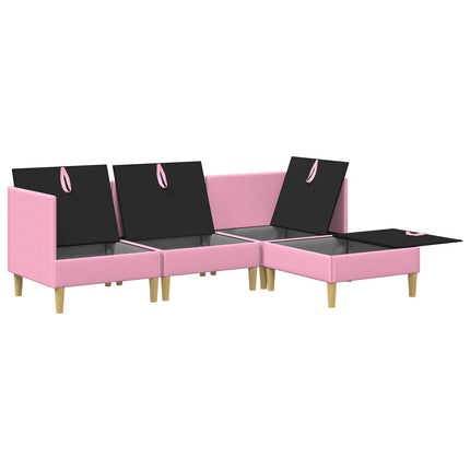 Modulsofa sæt med opbevaring 4 pcs Lyserød Stof