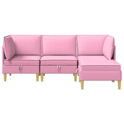 Modulsofa sæt med opbevaring 4 pcs Lyserød Stof