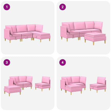 Modulsofa sæt med opbevaring 4 pcs Lyserød Stof