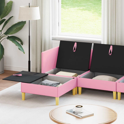 Modulsofa sæt med opbevaring 5 pcs Lyserød Stof
