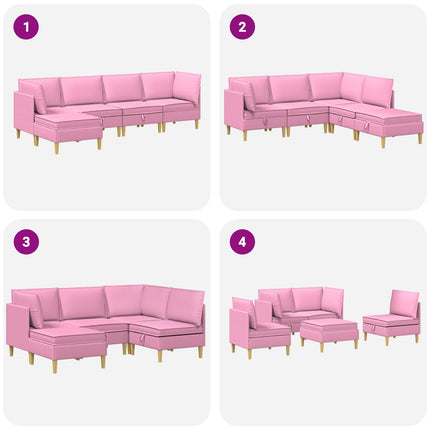 Modulsofa sæt med opbevaring 5 pcs Lyserød Stof