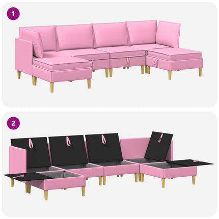 Modulsofa sæt med opbevaring 6 pcs Lyserød Stof