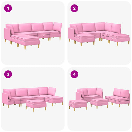 Modulsofa sæt med opbevaring 6 pcs Lyserød Stof