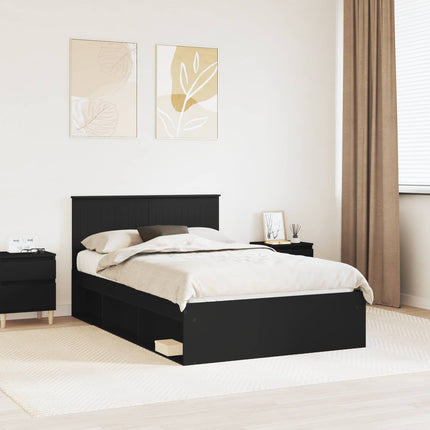 Sengestel med hovedgærde Sort 120 x 190 cm Massiv fyrretræ