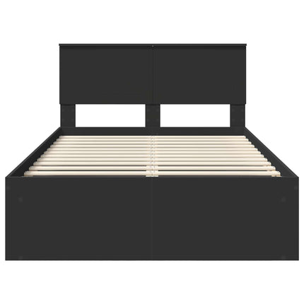 Sengestel med hovedgærde Sort 120 x 190 cm Massiv fyrretræ