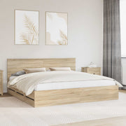 Sengestel med skuffe Sonoma eg 200 x 200 cm Ingeniørtræ