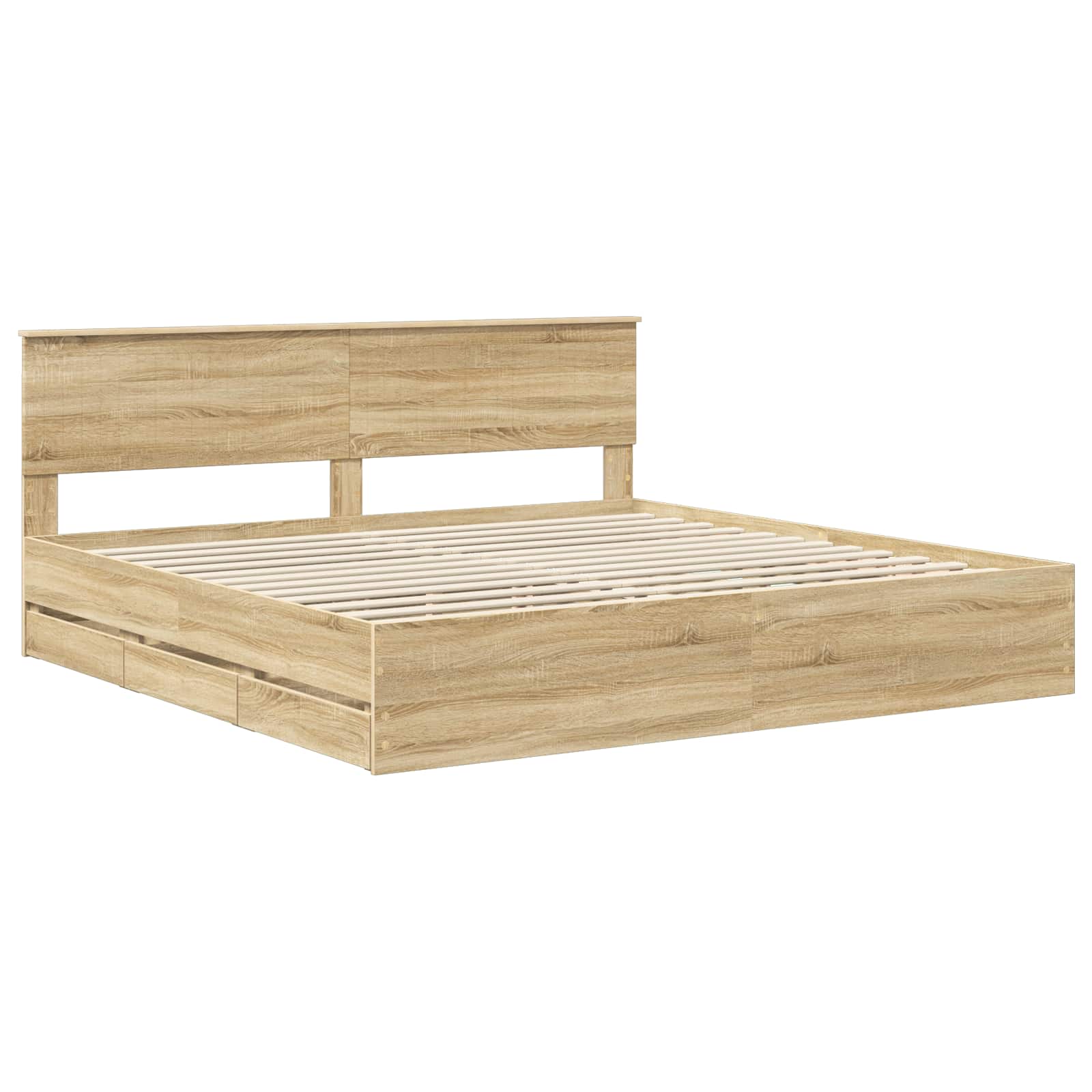 Sengestel med skuffe Sonoma eg 200 x 200 cm Ingeniørtræ