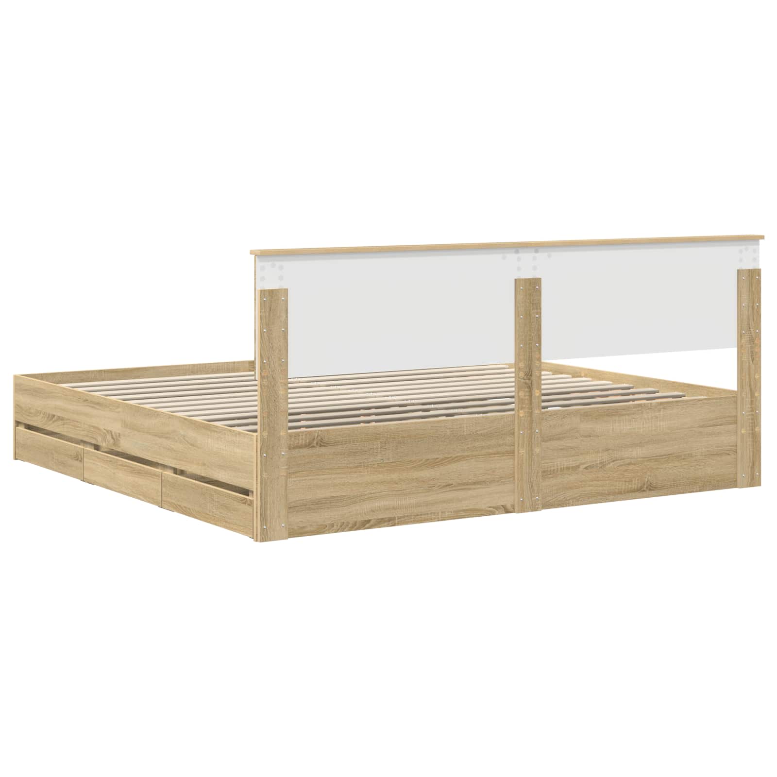 Sengestel med skuffe Sonoma eg 200 x 200 cm Ingeniørtræ