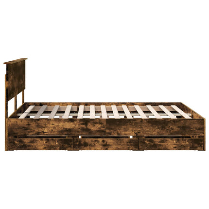 Sengestel med skuffe Røget eg 150 x 200 cm Ingeniørtræ