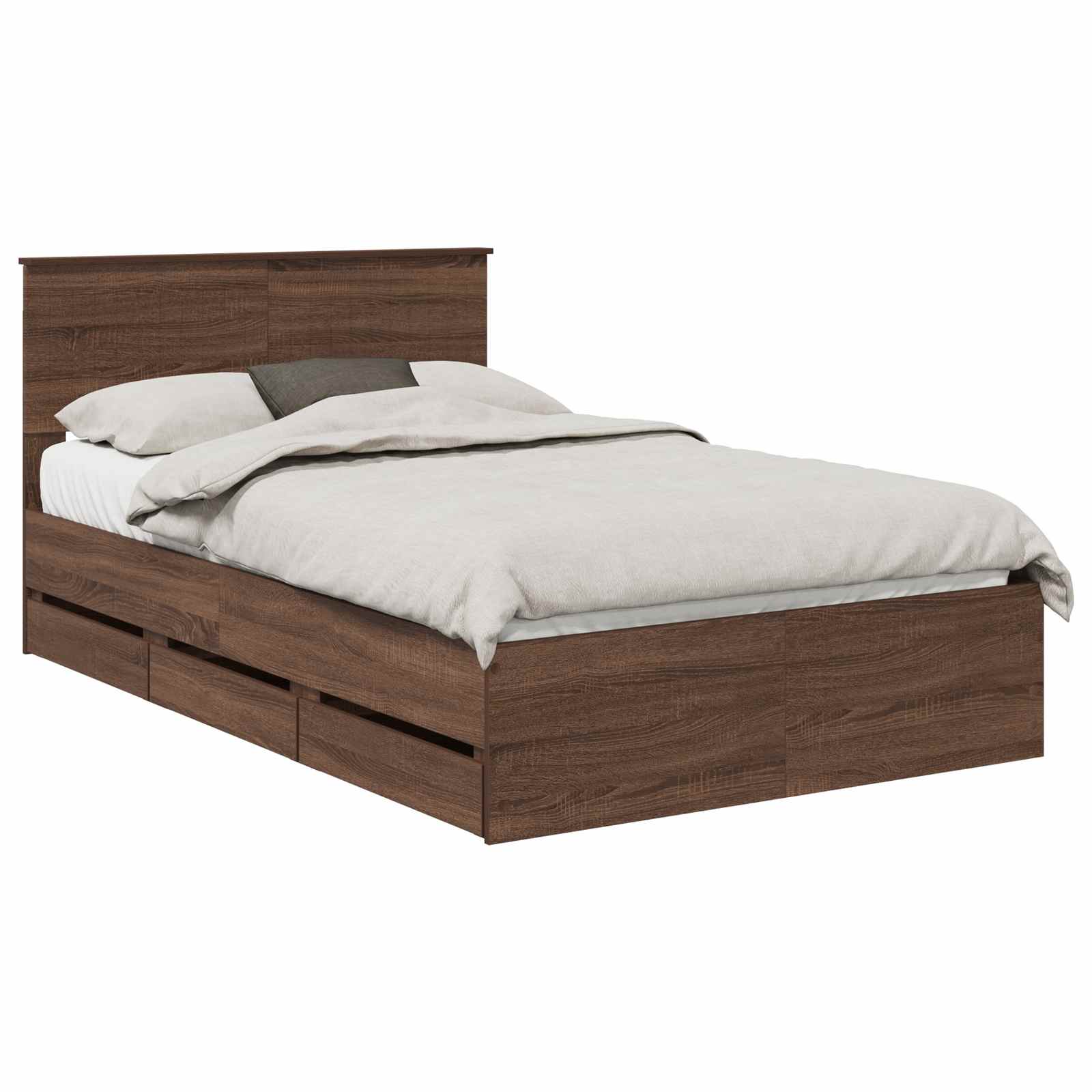Sengestel med skuffe Brun eg 120 x 190 cm Ingeniørtræ