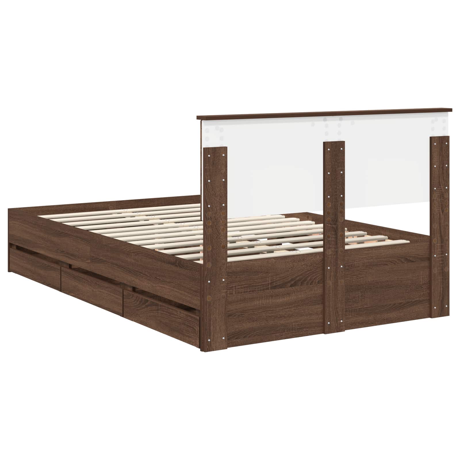Sengestel med skuffe Brun eg 120 x 190 cm Ingeniørtræ
