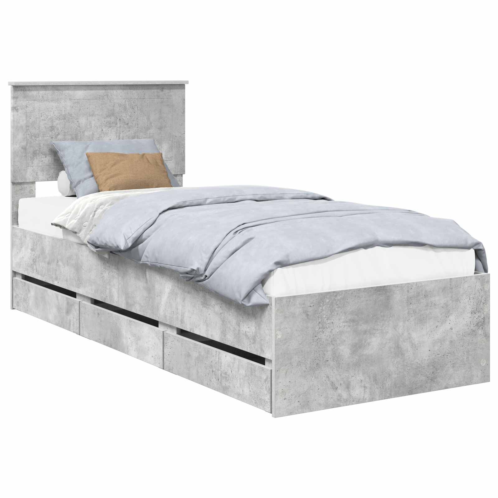 Sengestel med skuffe Beton Grå 75 x 190 cm Ingeniørtræ
