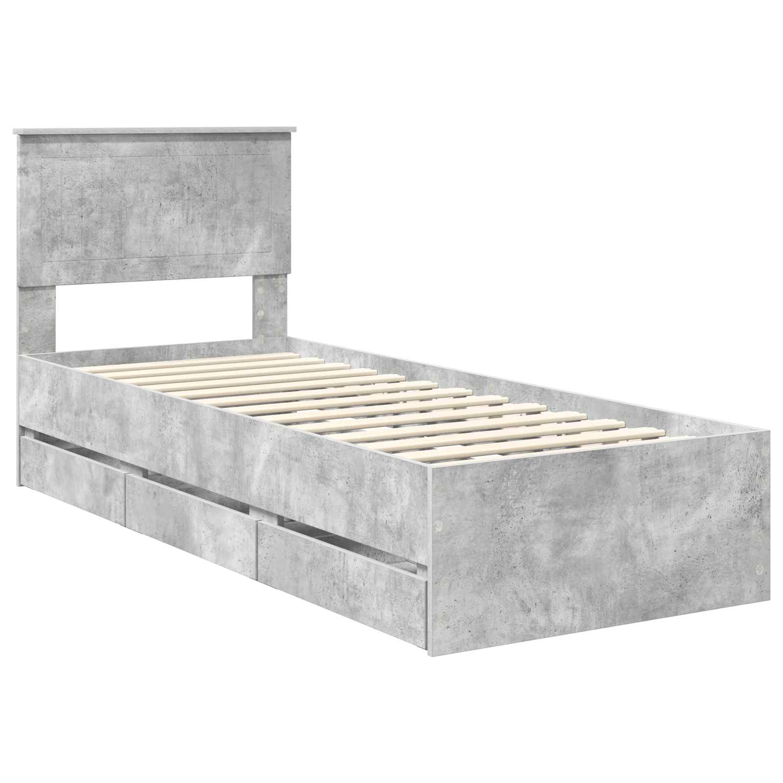 Sengestel med skuffe Beton Grå 75 x 190 cm Ingeniørtræ