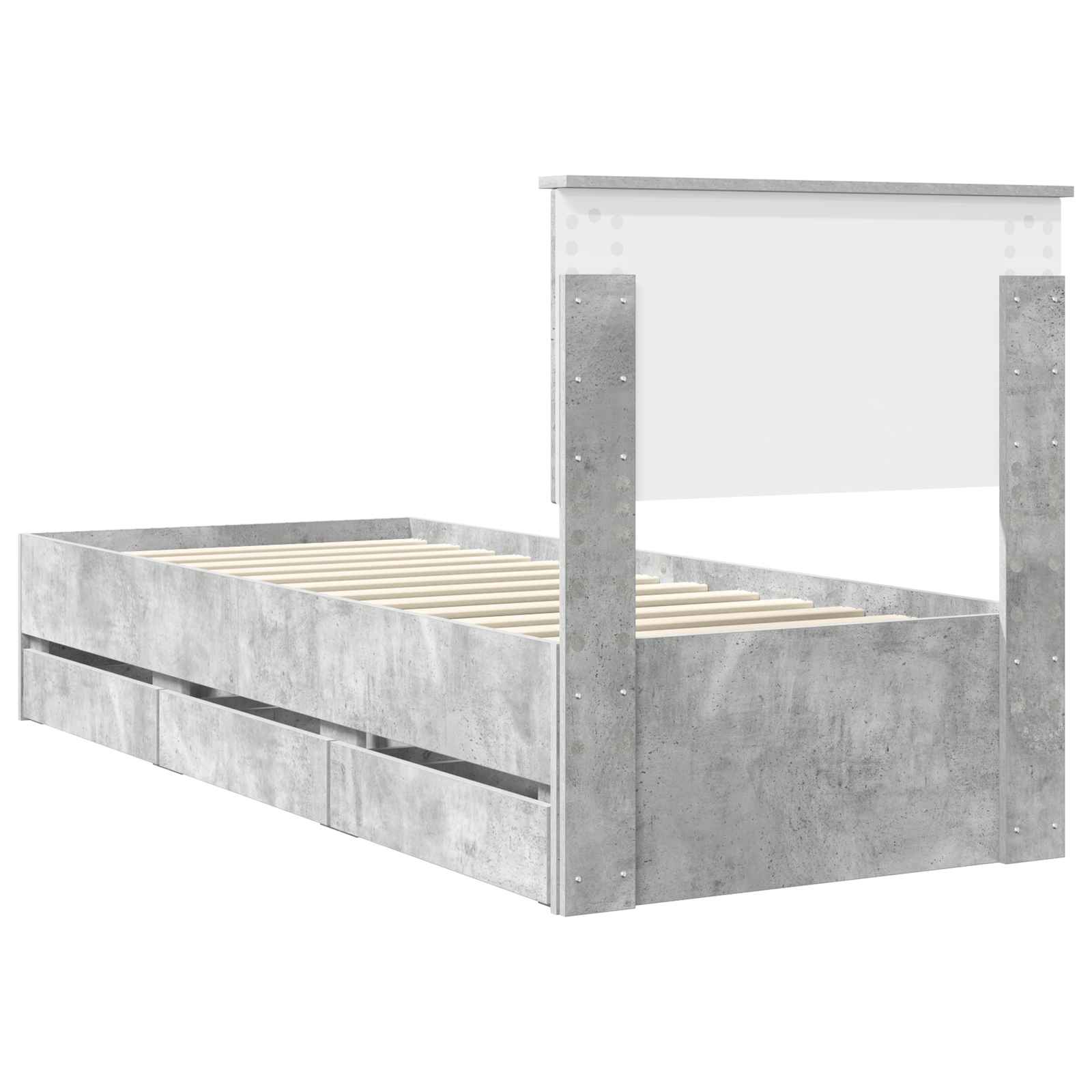 Sengestel med skuffe Beton Grå 75 x 190 cm Ingeniørtræ