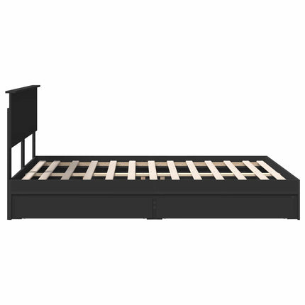 Opbevaringsseng med skuffe Sort 135 x 190 cm Konstrueret træ