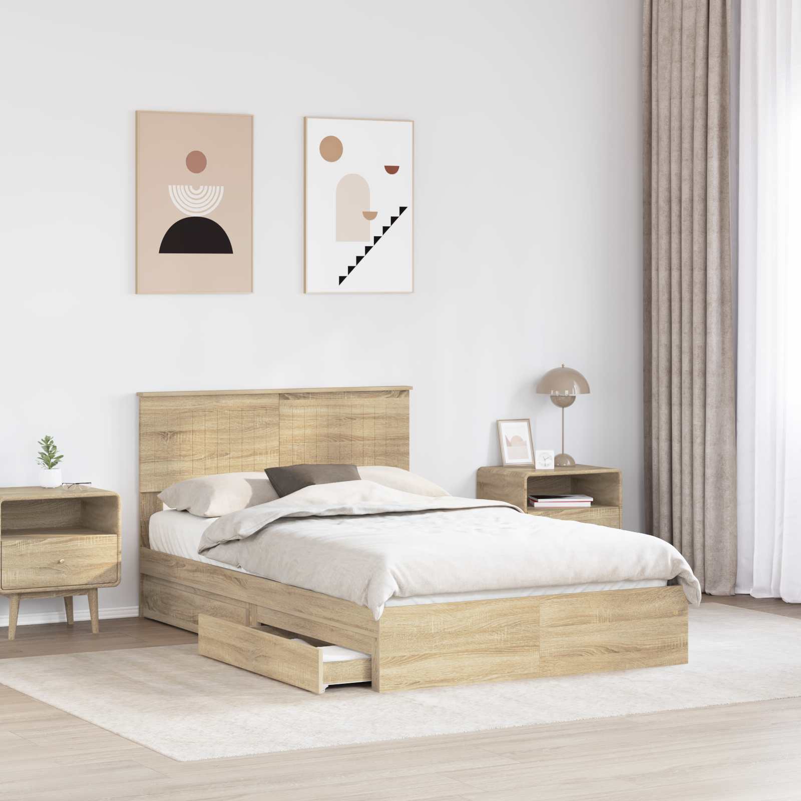 Opbevaringsseng Sonoma eg 120 x 200 cm Konstrueret træ