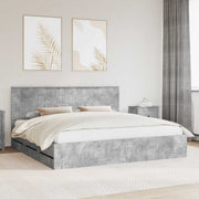 Sengestel med skuffe Beton Grå 200 x 200 cm Ingeniørtræ