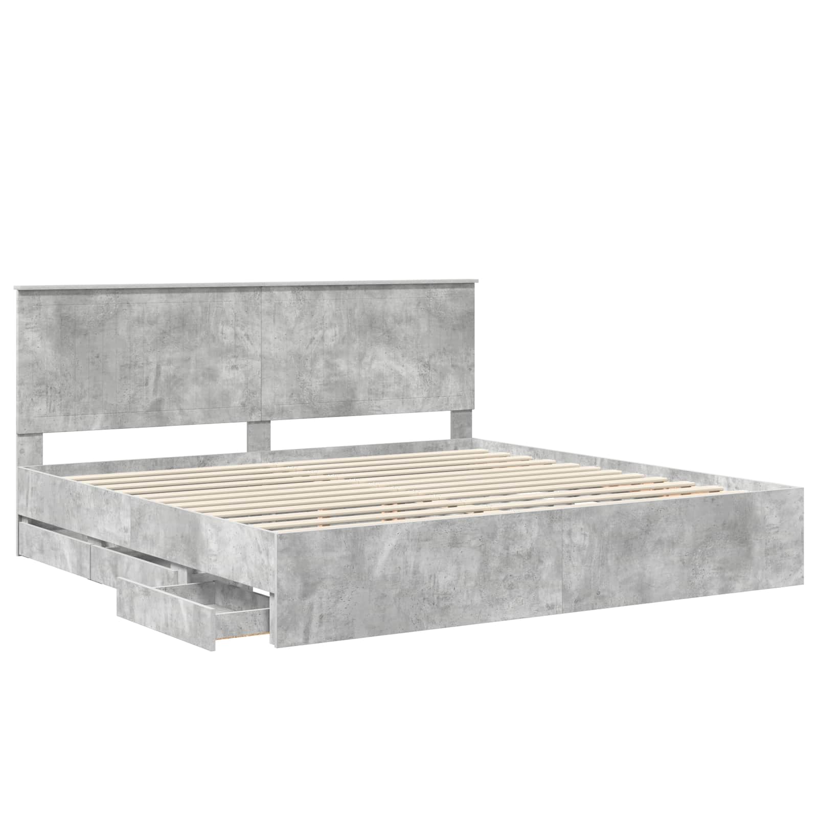 Sengestel med skuffe Beton Grå 200 x 200 cm Ingeniørtræ