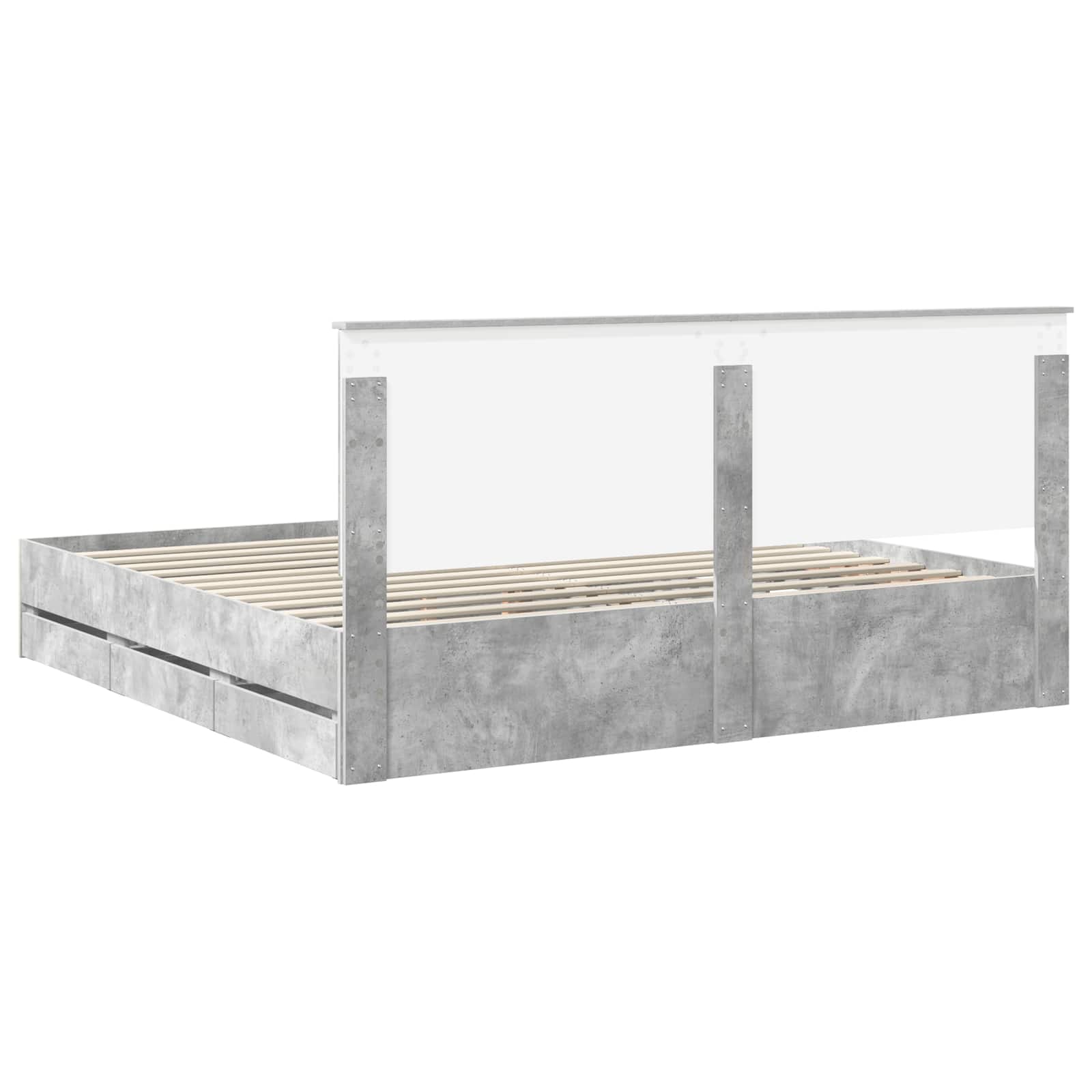 Sengestel med skuffe Beton Grå 200 x 200 cm Ingeniørtræ
