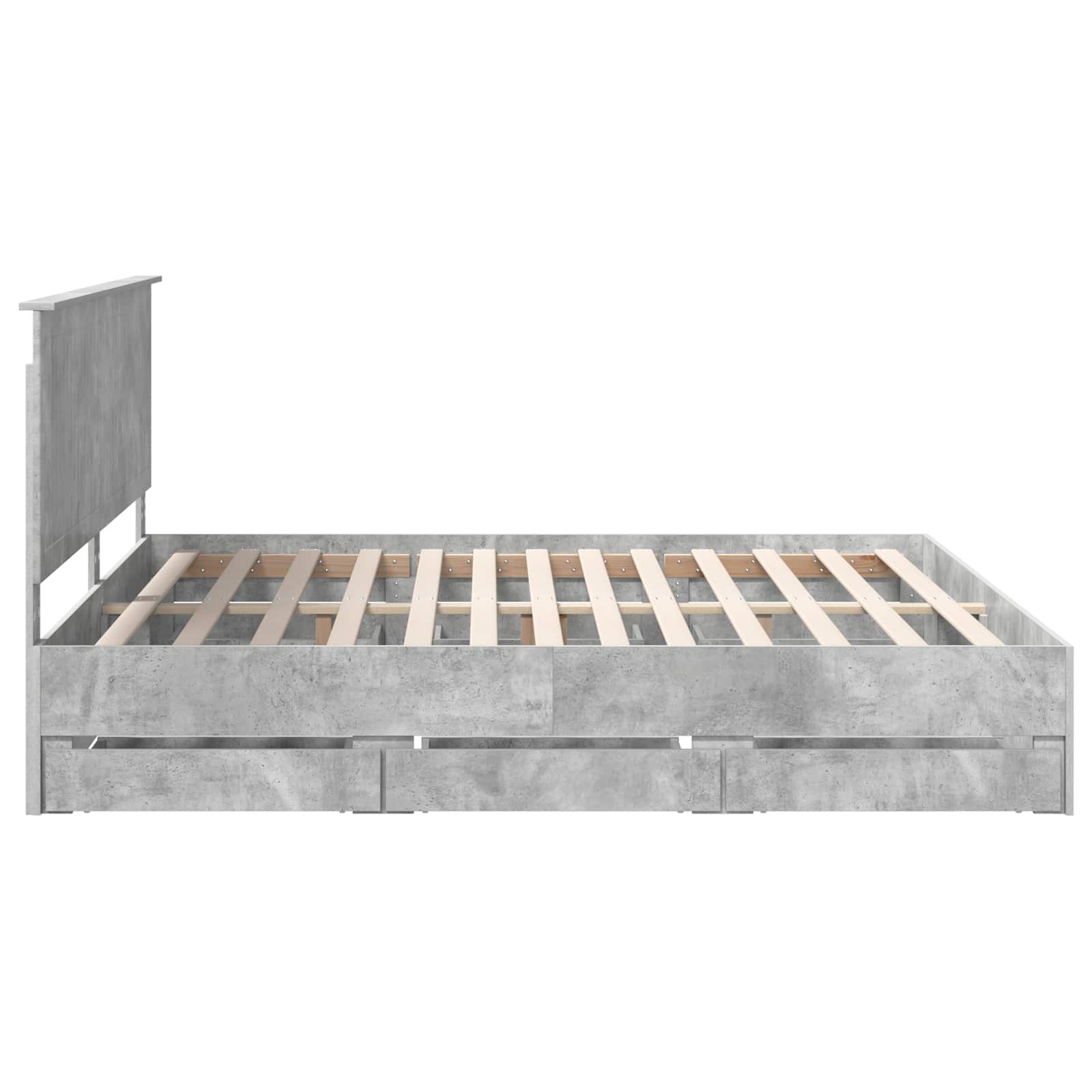 Sengestel med skuffe Beton Grå 200 x 200 cm Ingeniørtræ