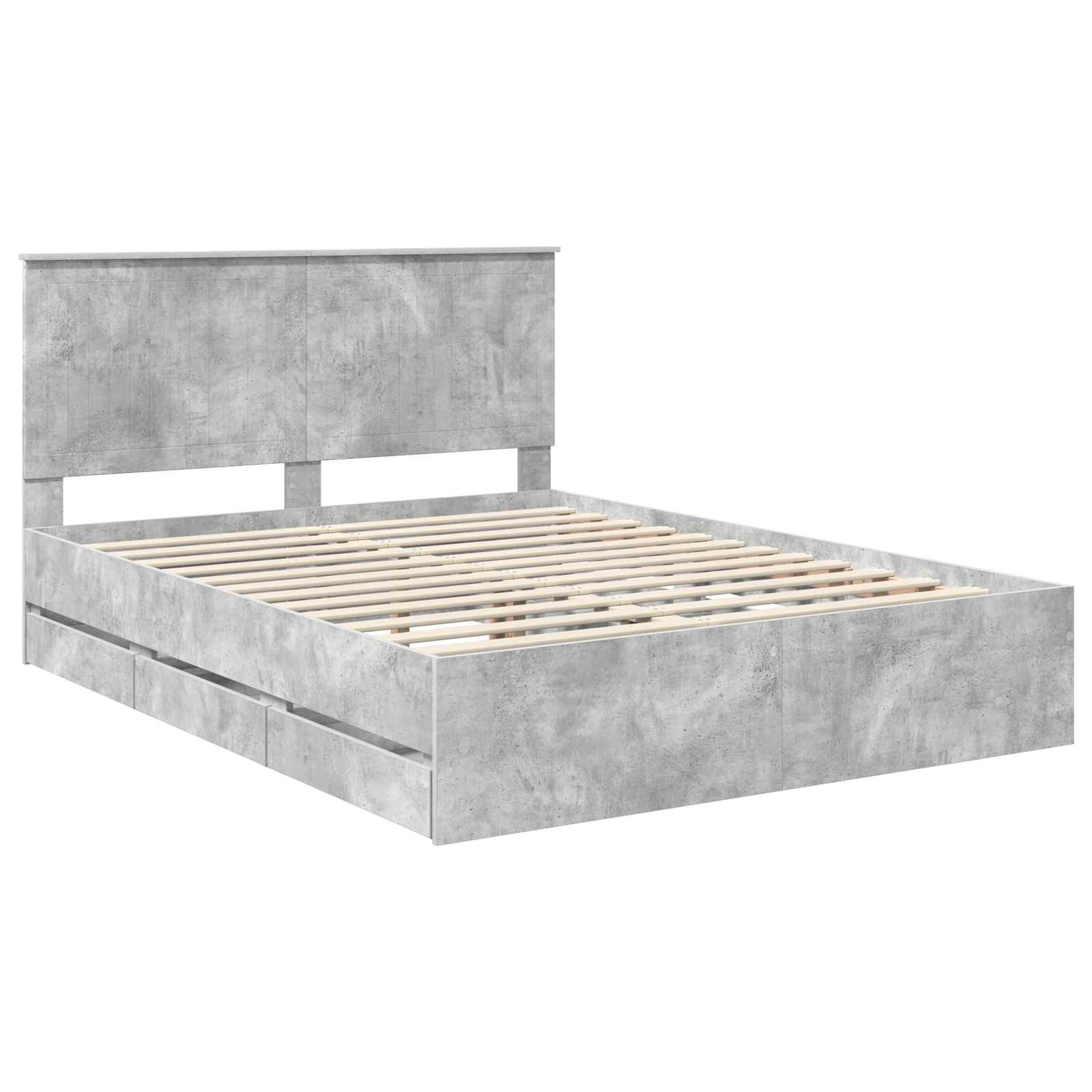 Sengestel med skuffe Beton Grå 150 x 200 cm Ingeniørtræ