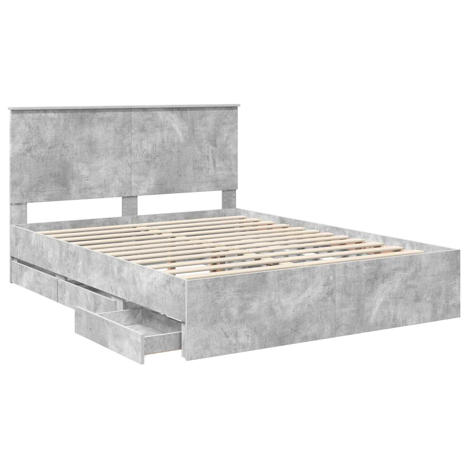 Sengestel med skuffe Beton Grå 150 x 200 cm Ingeniørtræ