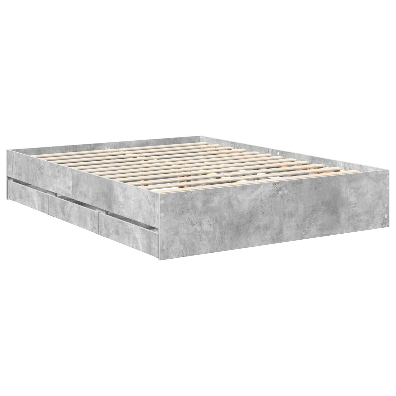 Sengestel med skuffe Beton Grå 150 x 200 cm Ingeniørtræ