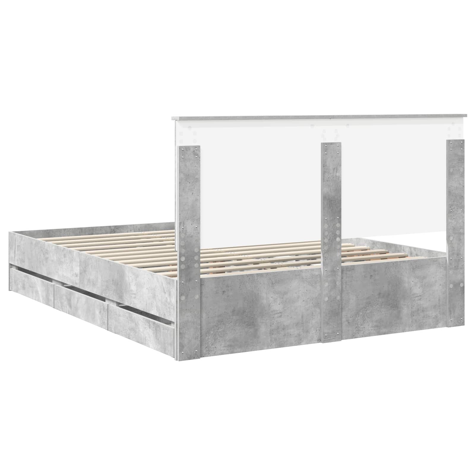 Sengestel med skuffe Beton Grå 150 x 200 cm Ingeniørtræ