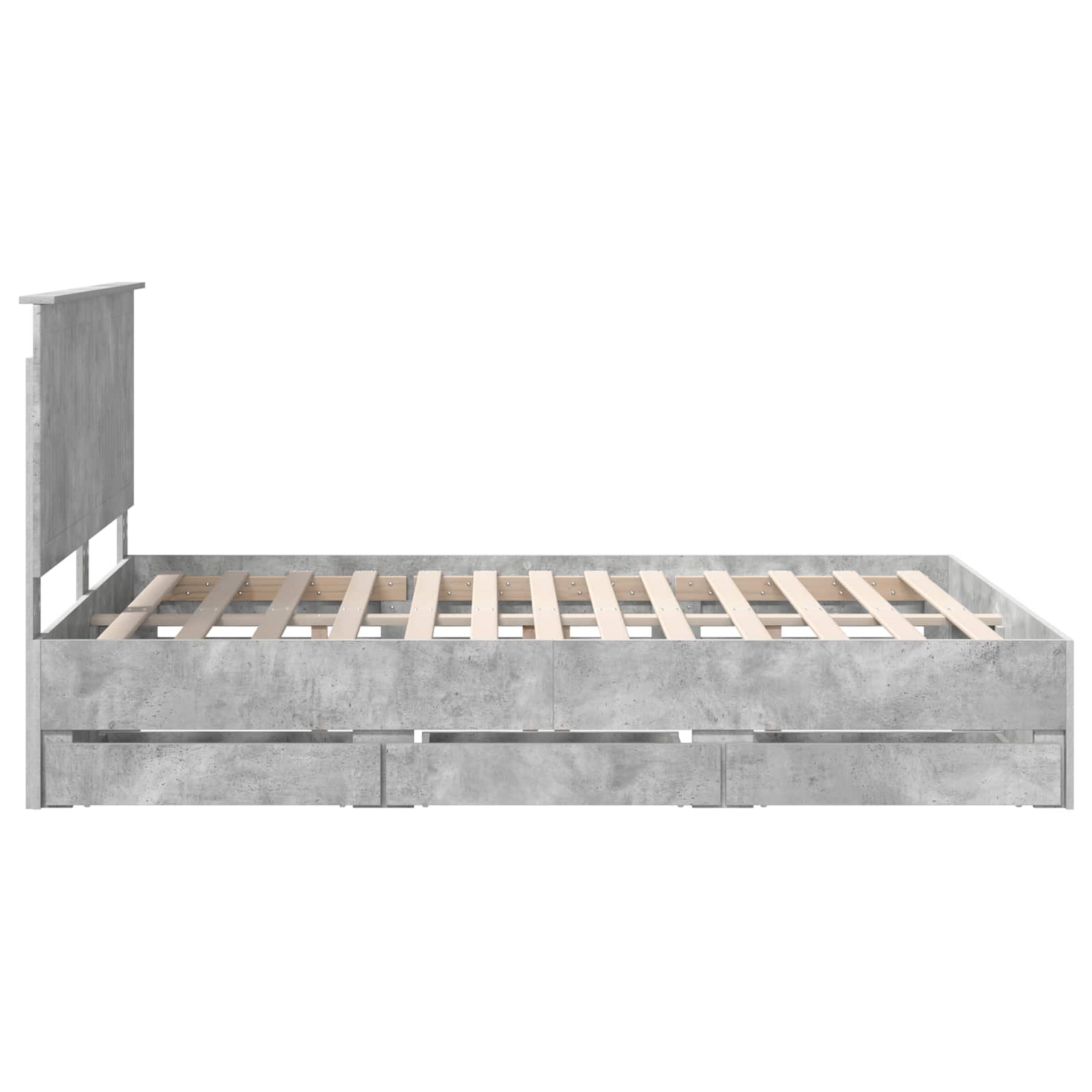 Sengestel med skuffe Beton Grå 150 x 200 cm Ingeniørtræ