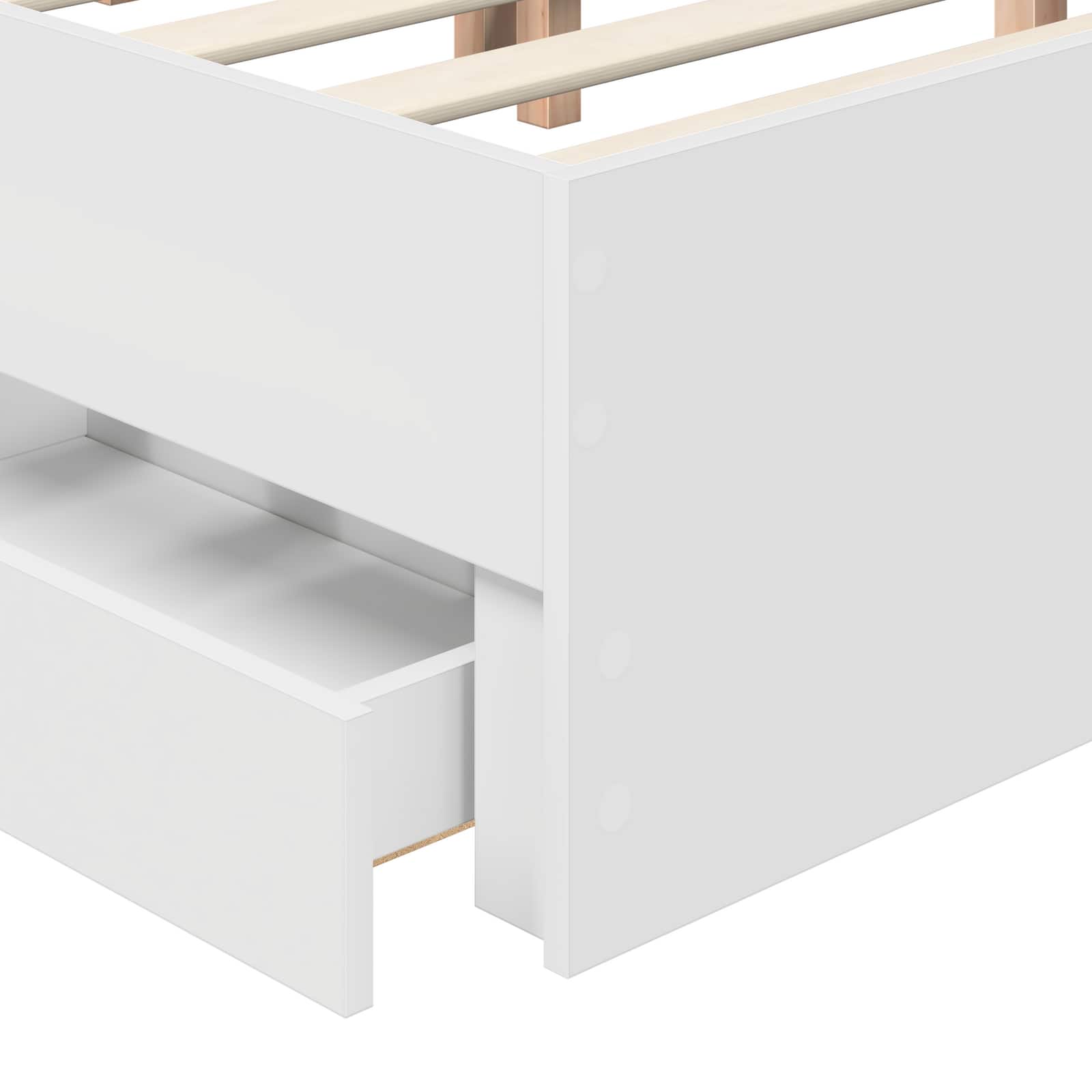 Sengestel med skuffe Hvid 140 x 190 cm Ingeniørtræ
