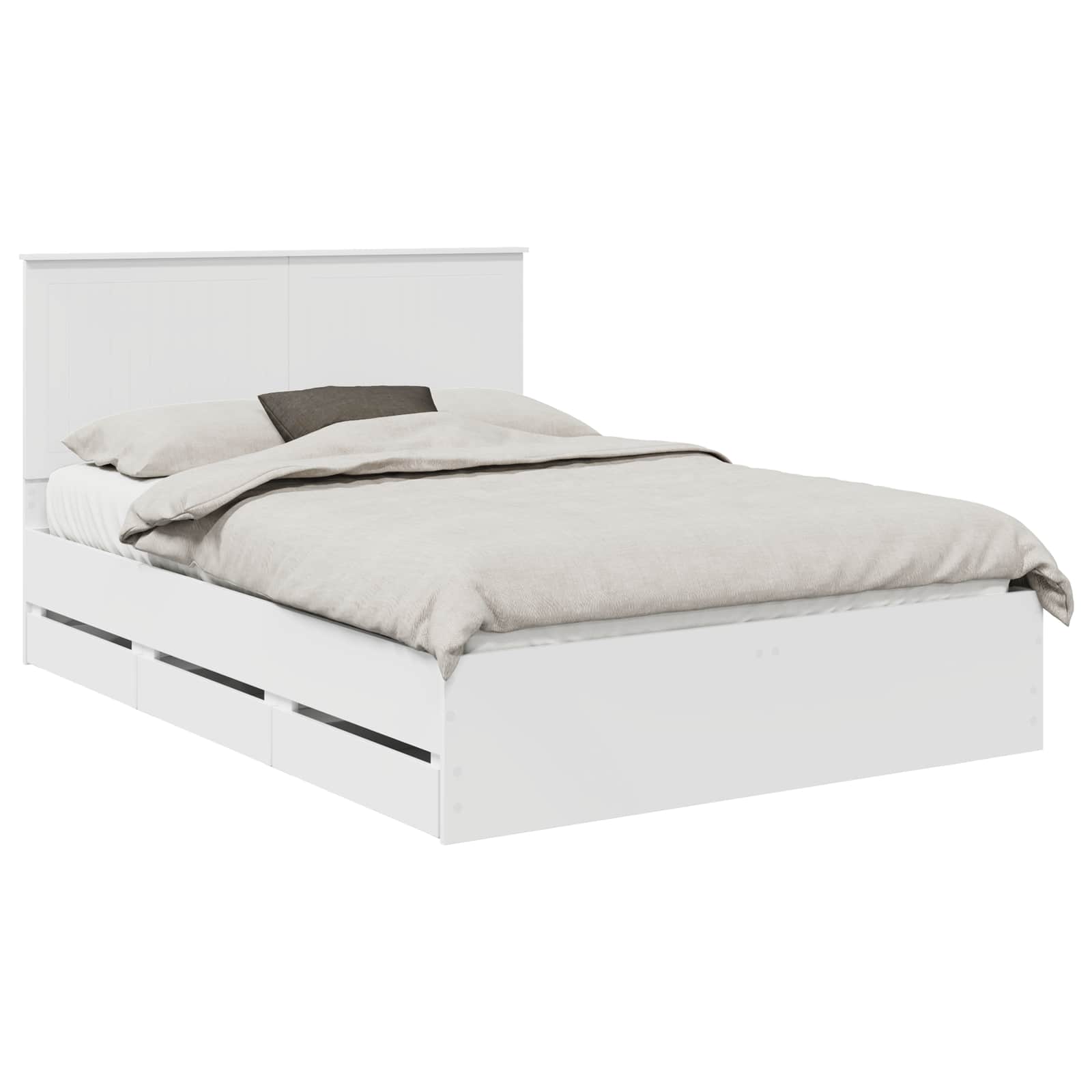 Sengestel med skuffe Hvid 140 x 190 cm Ingeniørtræ