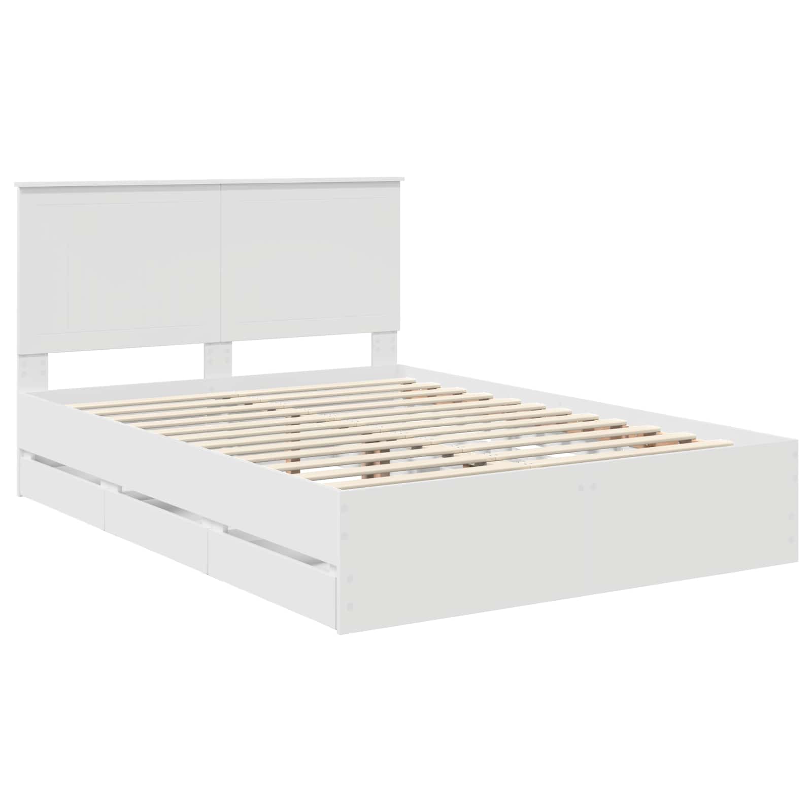Sengestel med skuffe Hvid 140 x 190 cm Ingeniørtræ