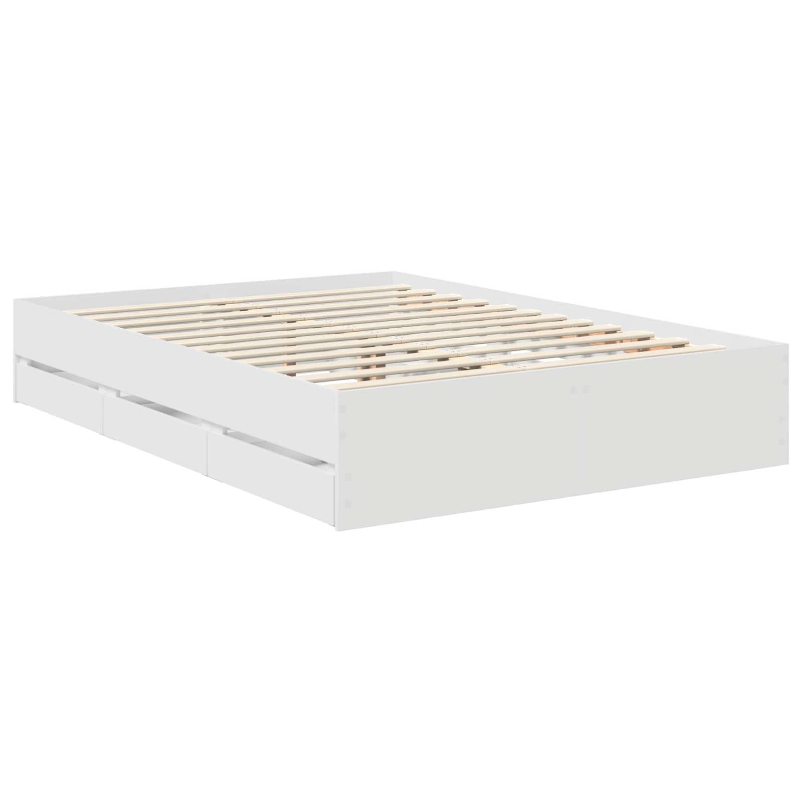 Sengestel med skuffe Hvid 140 x 190 cm Ingeniørtræ