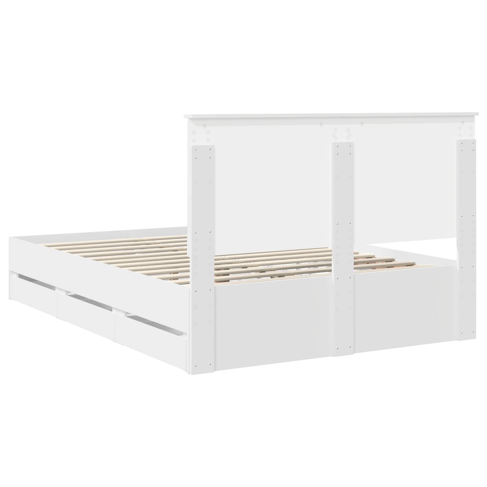Sengestel med skuffe Hvid 140 x 190 cm Ingeniørtræ