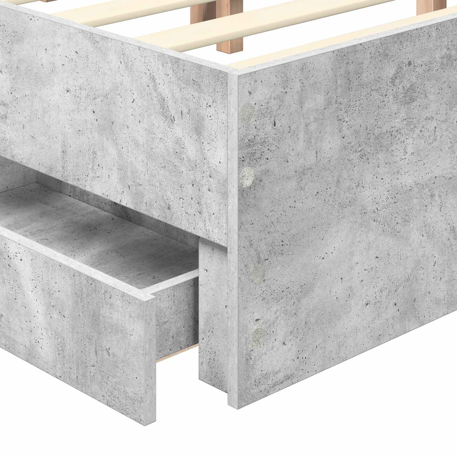 Sengestel med skuffe Beton Grå 140 x 190 cm Ingeniørtræ