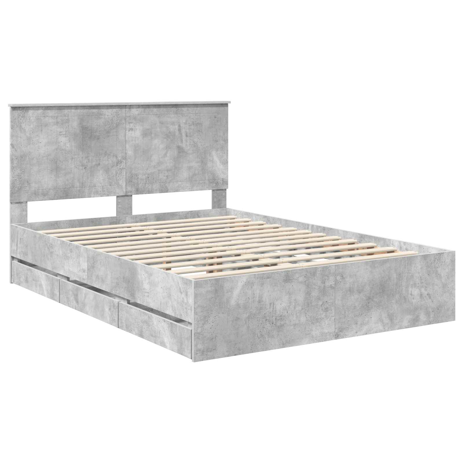 Sengestel med skuffe Beton Grå 140 x 190 cm Ingeniørtræ