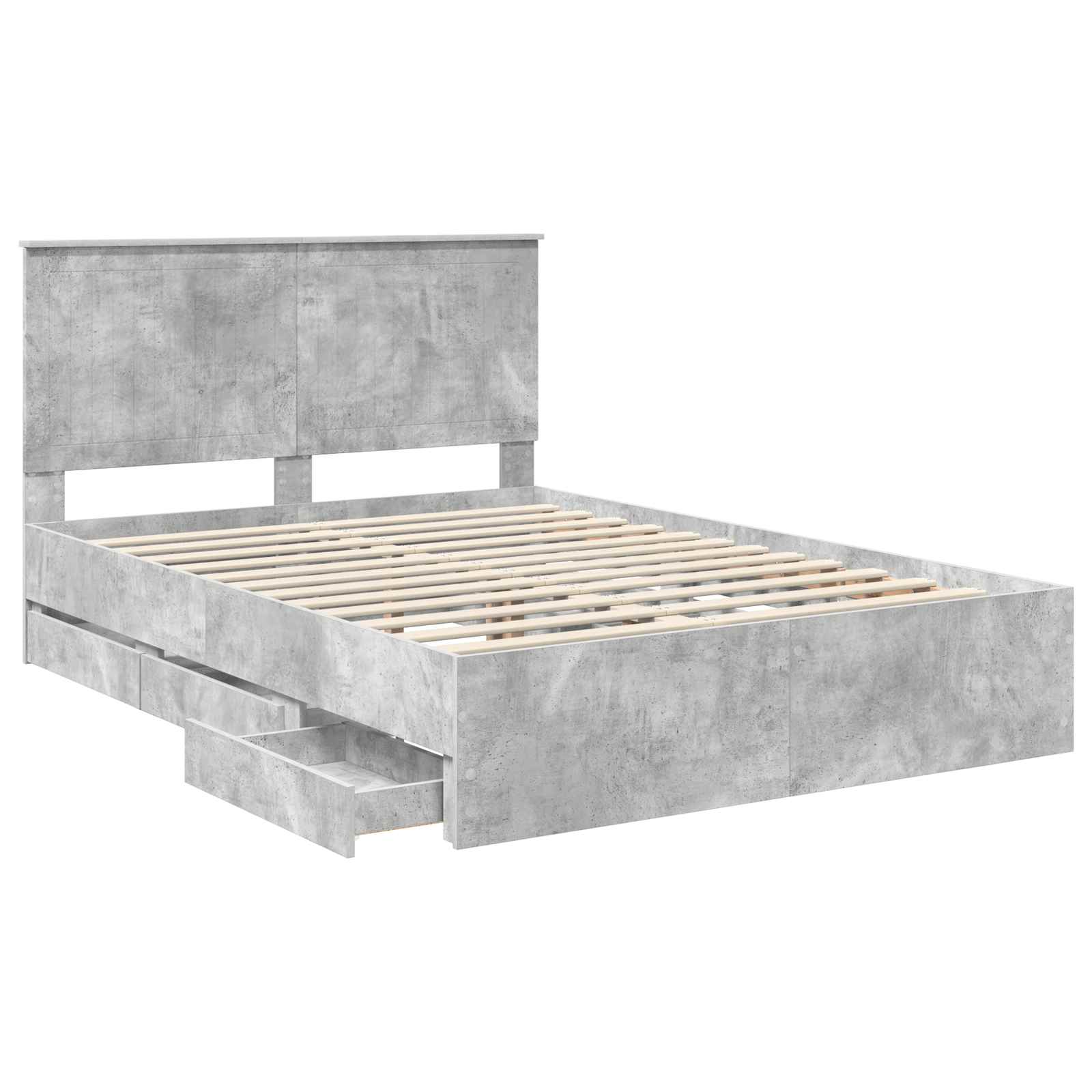 Sengestel med skuffe Beton Grå 140 x 190 cm Ingeniørtræ