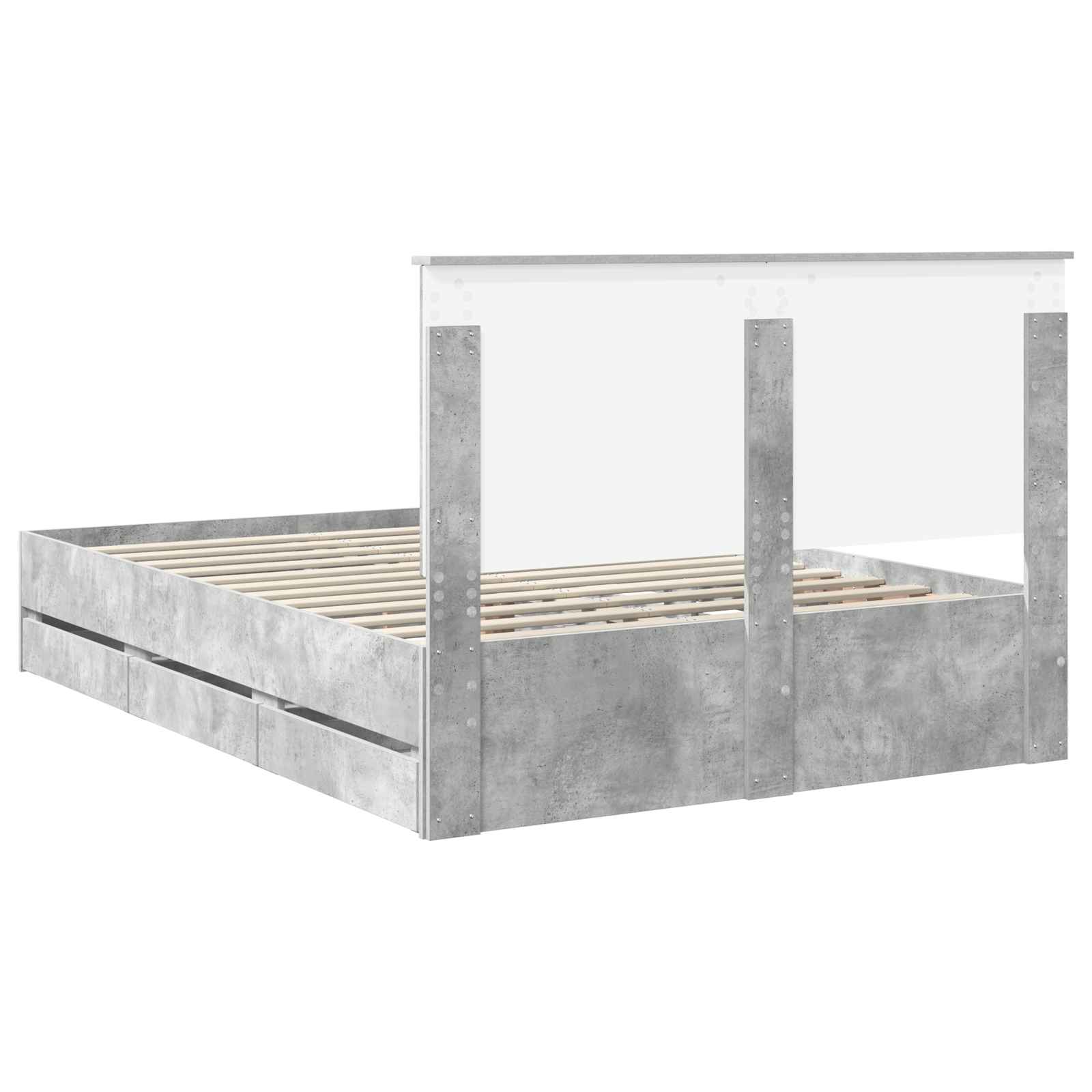 Sengestel med skuffe Beton Grå 140 x 190 cm Ingeniørtræ