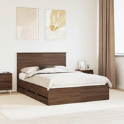 Sengestel med skuffe Brun eg 135 x 190 cm Ingeniørtræ
