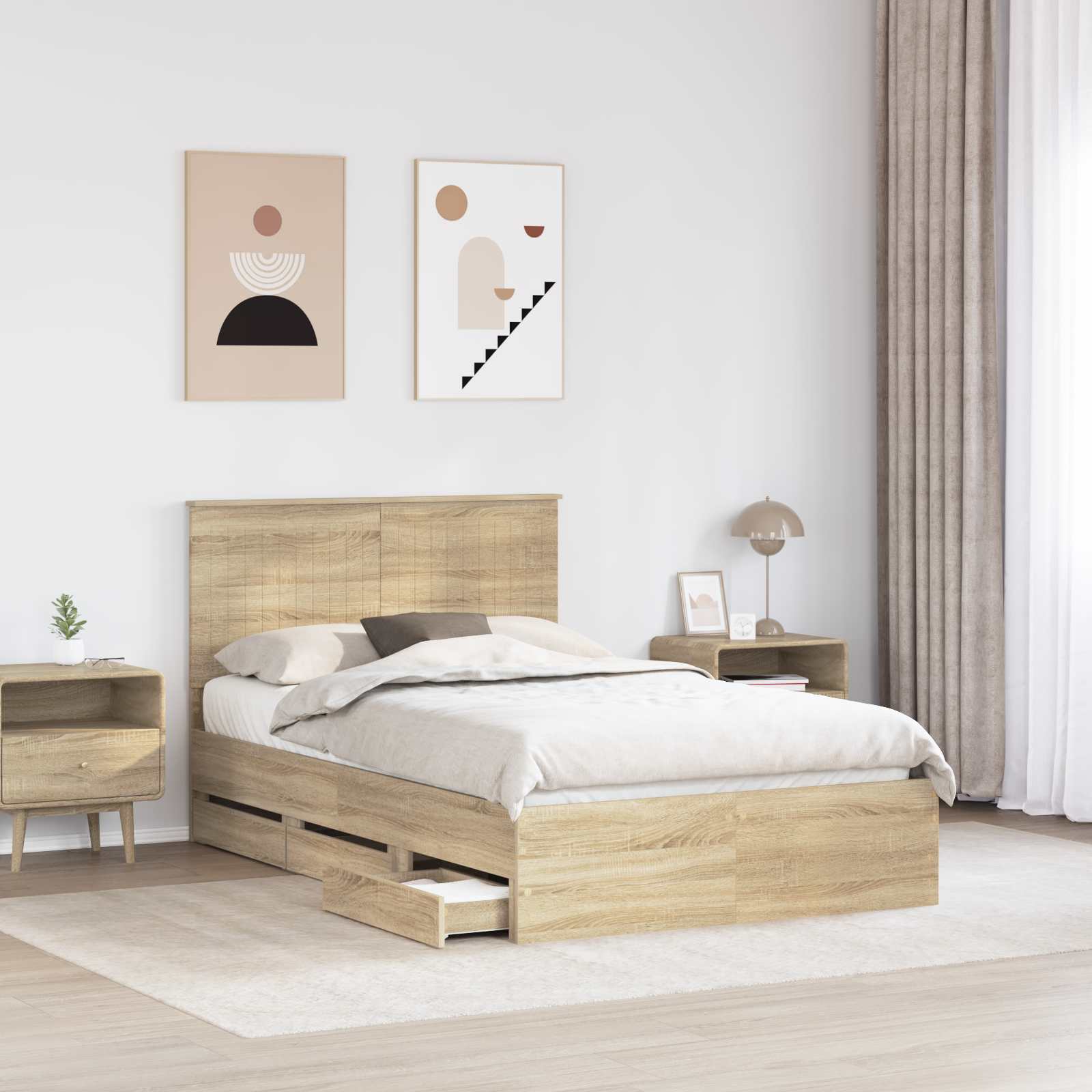 Sengestel med skuffe Sonoma eg 120 x 200 cm Ingeniørtræ
