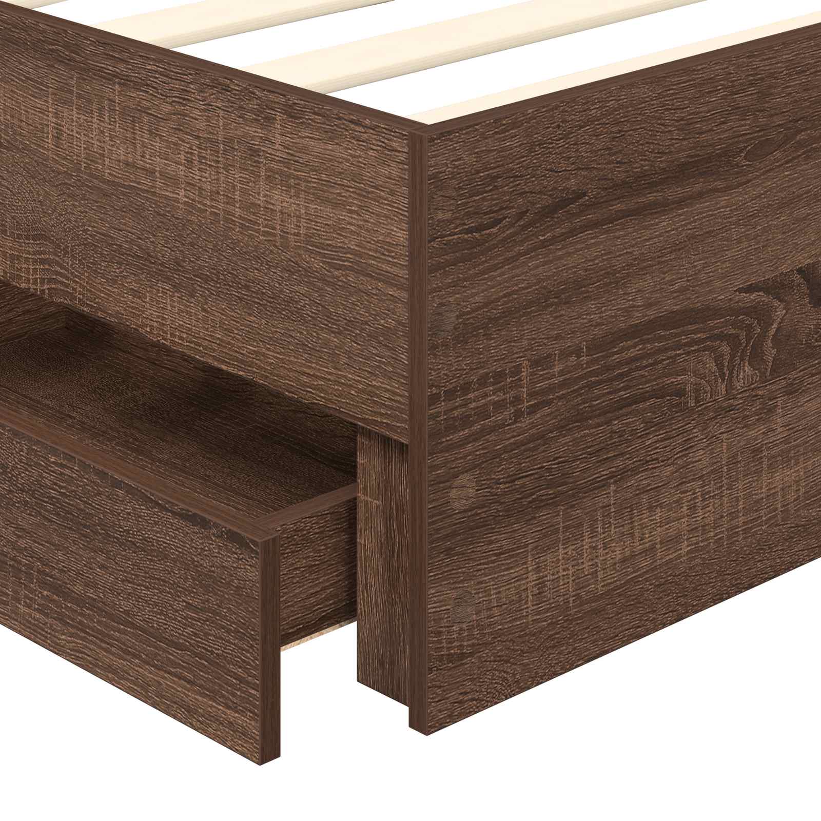 Sengestel med skuffe Brun eg 90 x 200 cm Ingeniørtræ