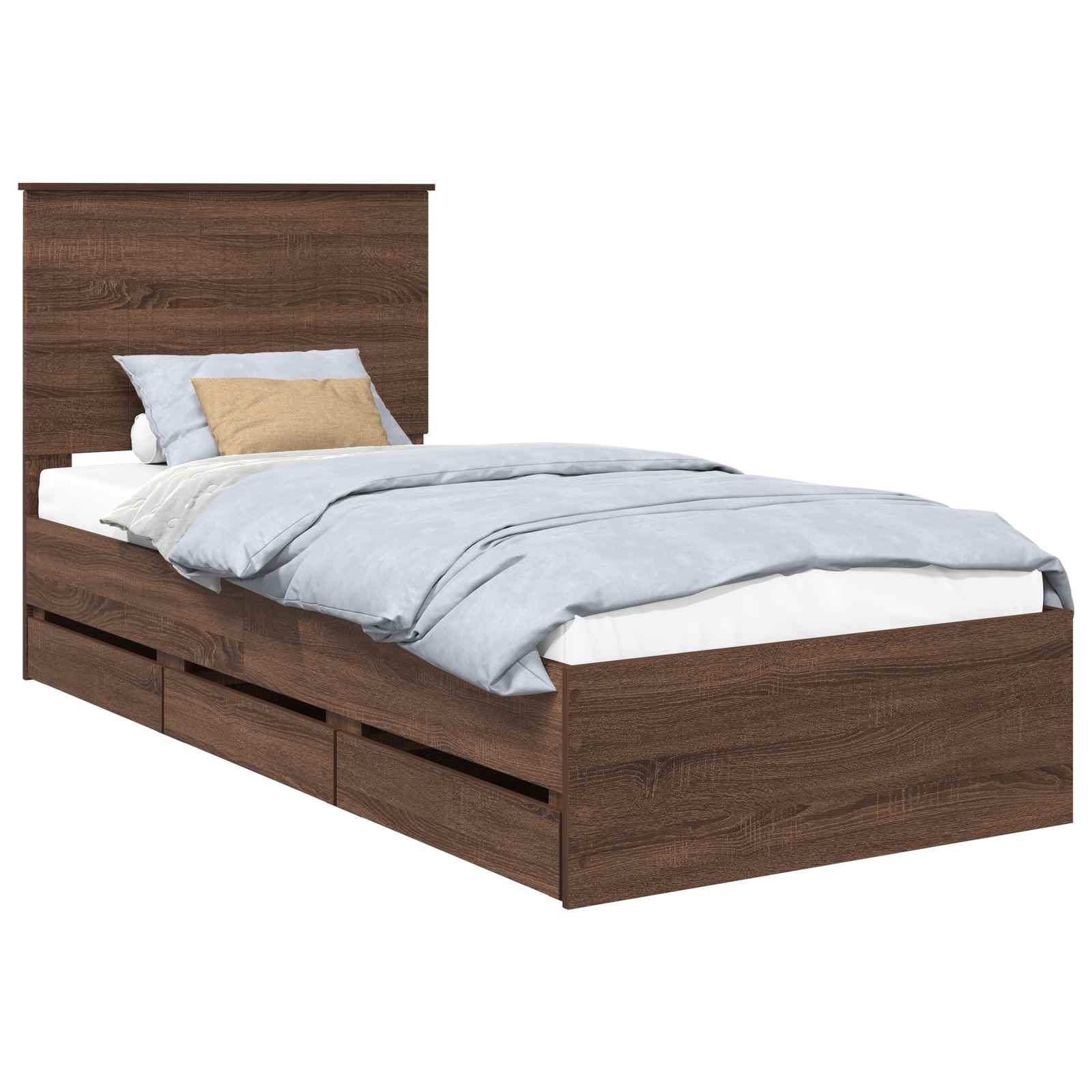 Sengestel med skuffe Brun eg 90 x 200 cm Ingeniørtræ