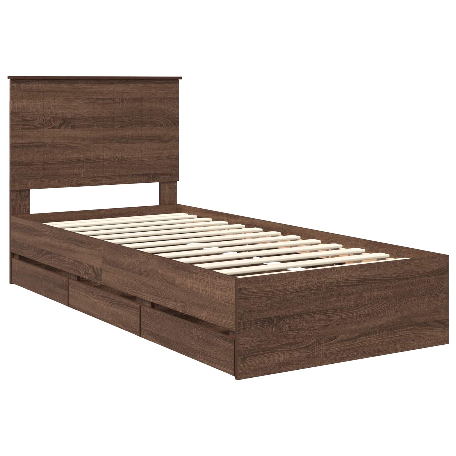 Sengestel med skuffe Brun eg 90 x 200 cm Ingeniørtræ